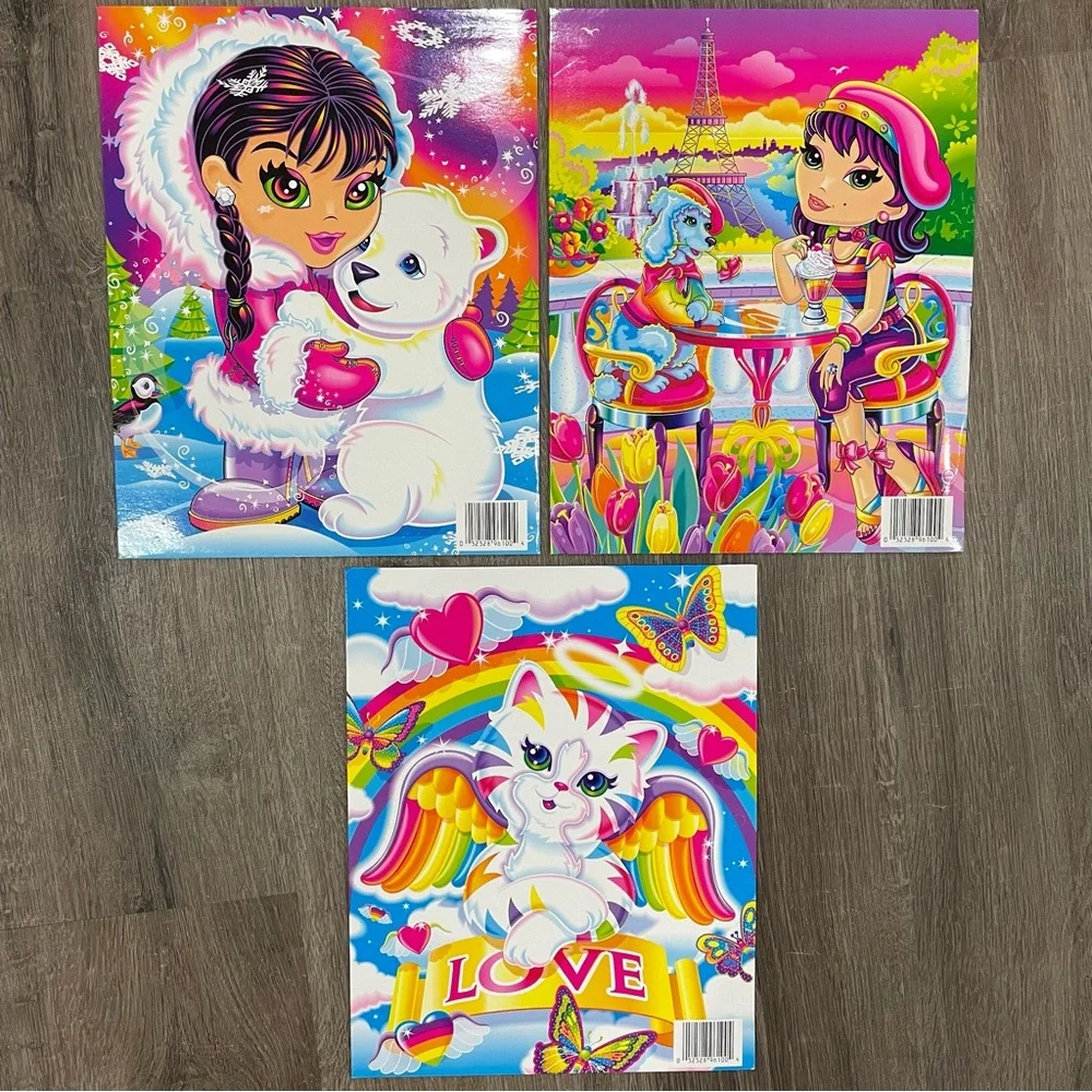 Lisa Frank Y2K Vintage Bright Colorful Folders Lot of 3 2005-2006